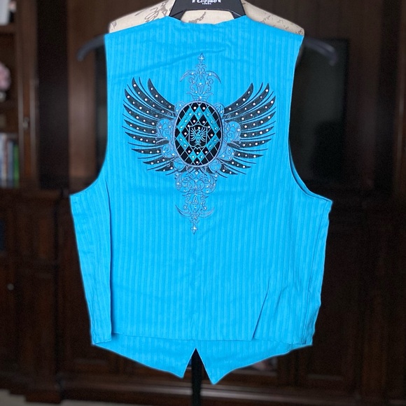 VIP Clothing Men’s Casual Vest Size L Blue NWOT - Picture 2 of 5